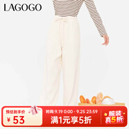 lagogo【云朵褲】簡(jiǎn)約高腰休閑褲女拉谷谷2024年秋季新款慵懶長(zhǎng)褲 米白色(V2) L 165/40