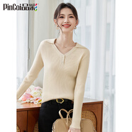 品彩（PinCai）針織衫女個(gè)性?xún)闪？郯腴_(kāi)衫毛衣簡(jiǎn)約打底外穿針織衫P53Z007