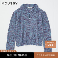 moussy 女裝新款蕾絲鏤空設(shè)計(jì)半開領(lǐng)針織開衫女010GSH70-0900 111淺藍(lán)色 均碼