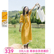 飛鳥和新酒波西米亞民族風(fēng)連衣裙大碼時尚新款中長款寬松休閑裙 桔黃HCE02 M
