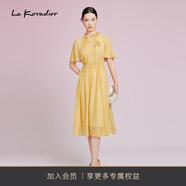 拉珂蒂（La Koradior）簡約夏季新款100桑蠶絲絲綢真絲淡橙色連衣裙女 淡橙黃色 M