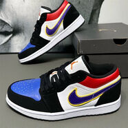 CLENIKEED純原莆田AJ1aj1男女漆皮全明星情侶同款潮流低幫休閑籃球鞋NIKE 黑藍拼接 41