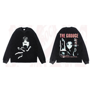 雪德雅（XUEDEYA）恐怖衣服咒怨:The:Grudge:經(jīng)典鬼片恐怖電影美式街頭復(fù)古重口味長(zhǎng) 洗水做舊長(zhǎng)袖 XS :90-100斤