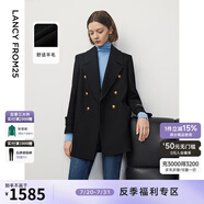 朗姿羊毛法式復(fù)古高級(jí)感西裝領(lǐng)毛呢外套冬季通勤氣質(zhì)上衣新款 黑色 M