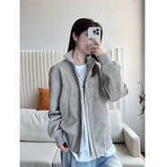 舉風(fēng)美式扎染臟臟皮衣外套男女春秋短款復古pu皮夾克高級感立領(lǐng)棒球服 淺灰 XL