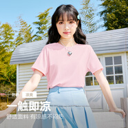 雪中飛短袖t恤女夏季2025新款防曬冰絲涼感跑步運動(dòng)上衣 淺粉紅154F (純色) L 165/88A-推薦尺碼115-130斤