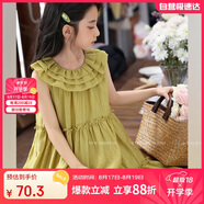 LUSON陳大豬 女童背心裙2025夏季新款娃娃領(lǐng)韓版兒童連衣裙洋氣A字裙子