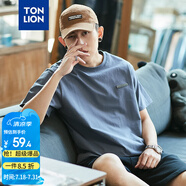 唐獅（TonLion）2025夏男短袖貼標(biāo)圓領(lǐng)T恤 墨藍/二批 XL