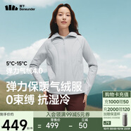 蕉下（beneunder）外套女氣絨棉服中暖彈力連帽戶外運(yùn)動(dòng)秋冬CL231藍(lán)煙灰XL