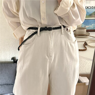 斐月伽 腰帶女細(xì)款褲腰帶女小腰帶裝飾裙子精致蠟繩復(fù)古編織針扣細(xì)皮帶 黑色