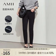 AMII2024冬溫暖內(nèi)磨毛修身顯瘦牛仔褲女毛邊小腳褲鉛筆褲子12444149 碳黑 165/72A/L