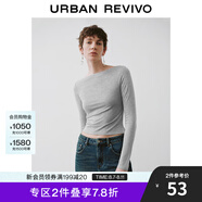 UR秋季新款女裝慵懶休閑一字領(lǐng)修身長袖T恤UWM440026 花灰 (建議拍大一碼) M