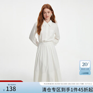 范思藍(lán)恩長(zhǎng)袖氣質(zhì)襯衫連衣裙女季新款荷葉邊大擺長(zhǎng)裙13358 白色 S