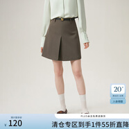 范思藍(lán)恩高腰通勤西裝短裙子女春新款休閑A字裙配送腰帶24FS11077 深褐棕 M