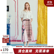 兩三事兩三事 次元漫游 2025夏季新款波西米亞格子印花裙a字半身裙 粉色 L
