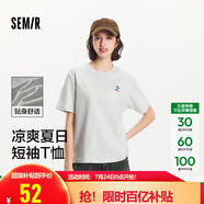 森馬（Semir）【多彩涼感T】短袖t恤女夏中長款寬松舒適刺繡上衣109324100007