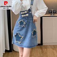 皮爾卡丹（pierre cardin）減齡牛仔背帶裙女2025秋冬新款高腰顯瘦韓版休閑感短款連衣裙 藍色單背帶裙 S
