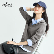 伊芙麗（eifini）無(wú)縫成型氣質(zhì)連帽拉鏈通勤羊毛針織開(kāi)衫女2024秋冬新款上衣 灰色 M 110-128斤
