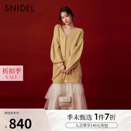 SNIDEL2025春夏新品甜美蝴蝶結(jié)系帶V領(lǐng)針織開(kāi)衫連衣裙SWNO251303 金色 均碼 （F）