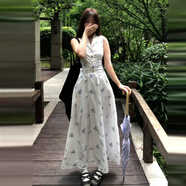 以純 YISHION法式絕美白色碎花連衣裙子女夏季2025新款巨好看掐腰無(wú)袖背心長(zhǎng)裙 【白色】【今年流行高智感超好看 全款預(yù)售7天內(nèi)發(fā)貨 M 45_55kg_