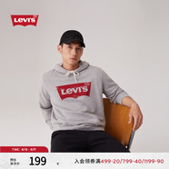 Levi's【特價來襲】李維斯情侶同款經(jīng)典寬松休閑logo套頭連帽衛(wèi)衣 灰色 19622-0008 M