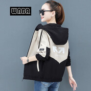 WNBR連帽外套女2024春秋新款韓版百搭寬松洋氣短款夾克棒球服上衣 卡其色[有里布] L 建議105-120斤