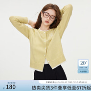 范思藍(lán)恩撞色拼接針織開衫女秋2024新款蝴蝶結(jié)刺繡減齡上衣13122 香草黃 L