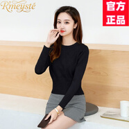 RMEYSTE秋冬毛衣女加厚套頭矮個子打底高腰短裝齊腰收腰針織衫小款上衣潮 黑色 S 建議80-95斤
