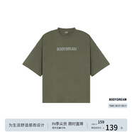 BODYDREAM索羅娜涼感短袖男夏季重磅破洞情侶裝t恤五分袖休閑上衣 軍綠色 （破洞版） L