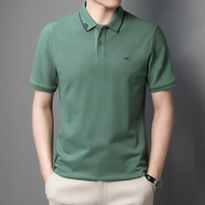 利郎輕奢純棉刺繡polo衫夏季2025新款上衣寬松翻領(lǐng)短袖t恤男高端 M03-綠色【純棉】 M 【建議100-120斤