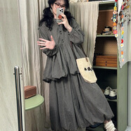 Opeodly2025年久禾春季寬松百搭純色花苞裙森女系襯衫小個(gè)子時(shí)尚套裝女 格子半裙(單件) M