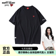 查爾斯桃心【吳磊同款】短袖T恤男女同款休閑寬松經(jīng)典基礎(chǔ)款打底衫 黑色 2XL