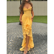 SVDP2025夏高級(jí)感dress女裝吊帶裙子長(zhǎng)裙無(wú)袖連衣裙女 黃色 XS