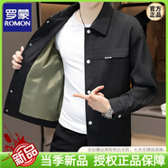 羅蒙（ROMON）2025春秋季翻領(lǐng)工裝夾克男士時(shí)尚百搭燈芯絨外套春秋冬休閑上衣服 YK03黑色 M 建議100-120斤