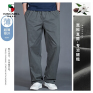 西域駱駝（VANCAMEL）休閑褲男秋季純色薄款寬松直筒大碼工裝褲 軍綠色 3XL