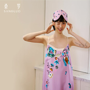 桑羅100%桑蠶絲睡裙粉色小狗印花可愛(ài)減齡俏皮真絲吊帶裙可外穿家居服 粉色魔法小狗印花睡裙 L