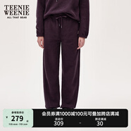 Teenie Weenie小熊女冬裝簡(jiǎn)約復(fù)古運(yùn)動(dòng)仿羊羔絨束腳衛(wèi)褲休閑褲長(zhǎng)褲 紫色 L (170)