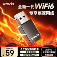 Tenda騰達(dá) WiFi6免驅(qū)AX900 USB無(wú)線網(wǎng)卡 內(nèi)置天線 5G雙頻臺(tái)式機(jī)專用 無(wú)線WiFi接收器 無(wú)限WiFi發(fā)射器