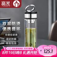 茶馬仕雙層玻璃杯帶提環(huán)男女士辦公泡茶杯車載防燙便攜大容量高端水杯子