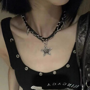重工釘珠星星項鏈鈦鋼甜酷歐美辣妹朋克小眾哥特 骷髏星星項圈