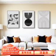 瑞尚北歐客廳裝飾畫壁畫沙發(fā)背景墻掛畫現(xiàn)代簡約黑白餐廳三聯(lián)畫墻畫 抽象創(chuàng)意 50*70/晶瓷面+鋁合金黑框