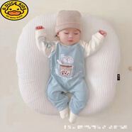 G.DUCKKIDS嬰兒棉連體衣春秋男女寶寶網(wǎng)紅可愛(ài)爬爬服外出長(cháng)袖哈衣套裝衣服 奶茶藍色 73cm 建議12-18斤