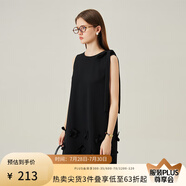 范思藍(lán)恩花梨裙 無(wú)袖設(shè)計(jì)感氣質(zhì)A字連衣裙夏裝新款韓版系帶蝴蝶結(jié) 黑色 L