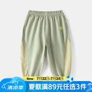 嘟嘟家寶寶防蚊褲夏裝男童夏季百搭褲子兒童休閑長褲女童透氣網(wǎng)眼童褲潮 軍綠色 100