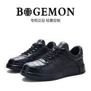 BOGEMON【輕奢定制 限量版】專柜款私人手工定制增高鱷魚紋男休閑鞋男鞋 黑色 38 （標(biāo)準(zhǔn)歐碼皮鞋碼）