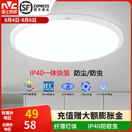 雷士（NVC）臥室吸頂燈陽臺燈簡約超薄奶油風(fēng)IP40防蚊蟲led照明燈具燈飾-月白 24瓦暖白光丨一體快裝IP40