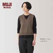 無印良品（MUJI） 女式水洗米蘭諾羅紋針織背心毛衣女裝上衣外搭 秋冬 深咖啡色 XS （150/76A）