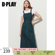 DPLAY清倉(cāng)秋裝復(fù)古藍(lán)牛仔連衣裙減齡休閑收腰后開衩連衣裙背帶裙 復(fù)古藍(lán)連衣裙 M