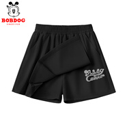 巴布豆女童裙褲2025夏季新款兒童涼感速干運動(dòng)服中大童網(wǎng)球甜美風(fēng)童裝 黑 巴布字母反光標XS_Q1 150