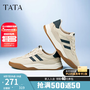 他她（TATA）男士阿甘男鞋復(fù)古德訓(xùn)鞋男運(yùn)動(dòng)休閑鞋厚底板鞋小白鞋PCB01AM3 米/藍(lán) 38